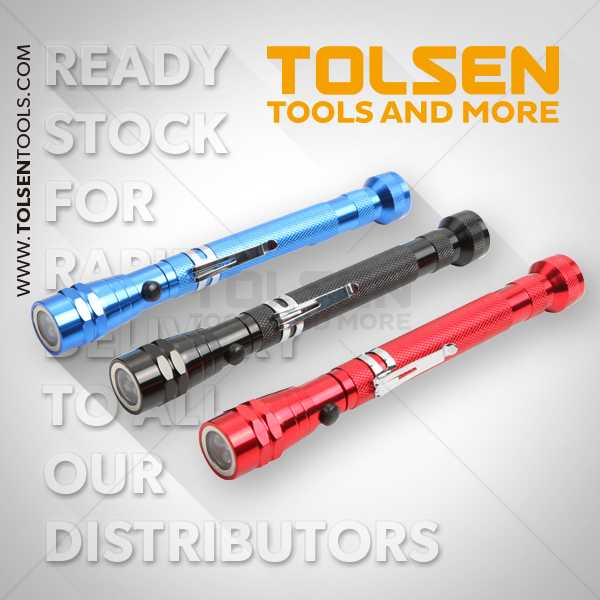 3-LED Telescopic Pick Up Tool with 2 Magnet Tolsen Brand 66011