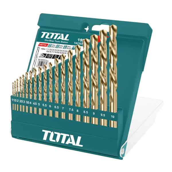 19Pcs HSS Twist Drill Bits Set Total Brand TACSD0195