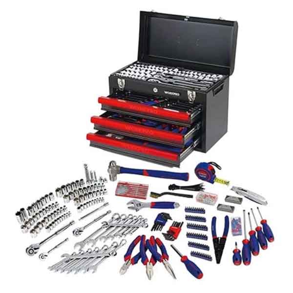408 PC Mechanics Tool Set With 3- Drawer Heavy Duty Metal Box Workpro Brand W009044