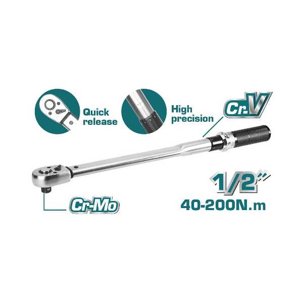 1/2 inch 200Nm Torque Wrench TOTAL Brand THPTW200N2